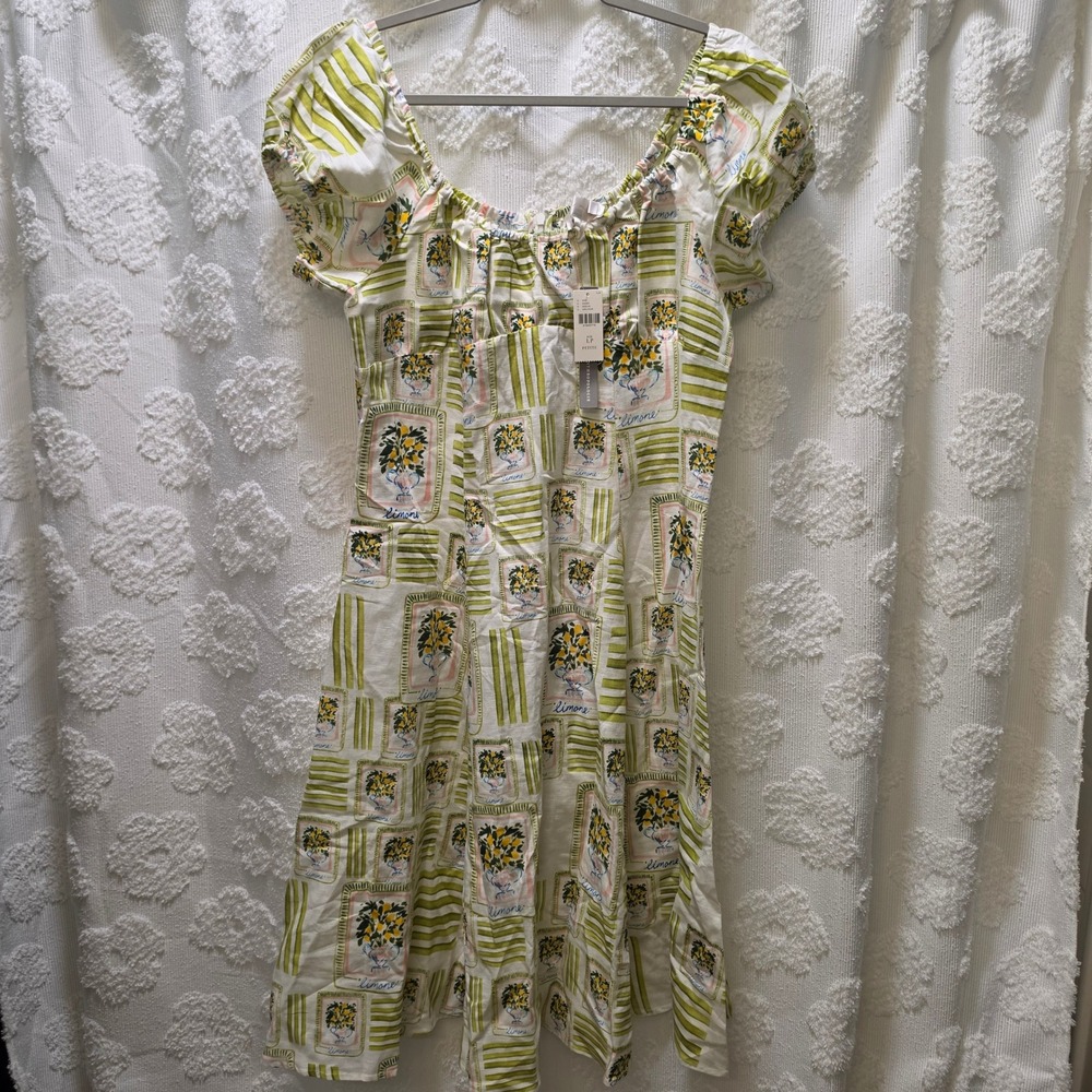 NWT Corey Lynn Calter Anthropologie Cordelia Midi Dress Petite Large Green White